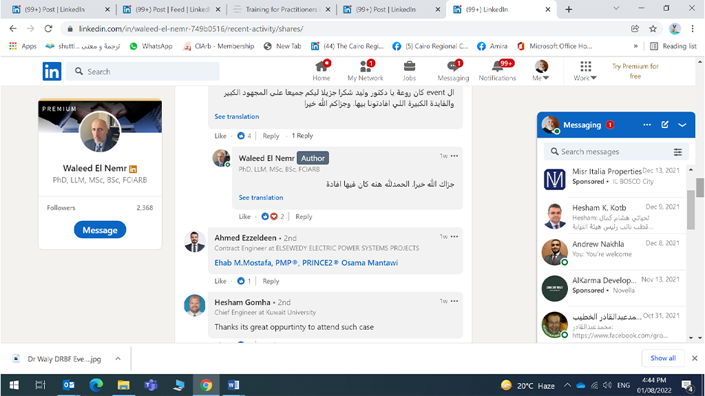 screenshot linkedin comments Mediation 26 Dec2021